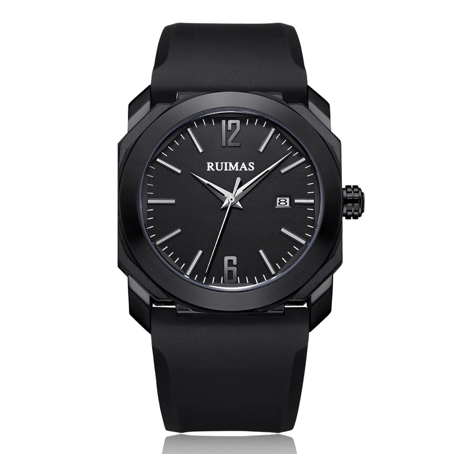 RUIMAS Luxury Silicone Band Quartz Sport Watches for Men Waterproof Calendar Casual Large Dial Wristwatch Clock Montre Homme 525 by MEGIR WATCH GROUP