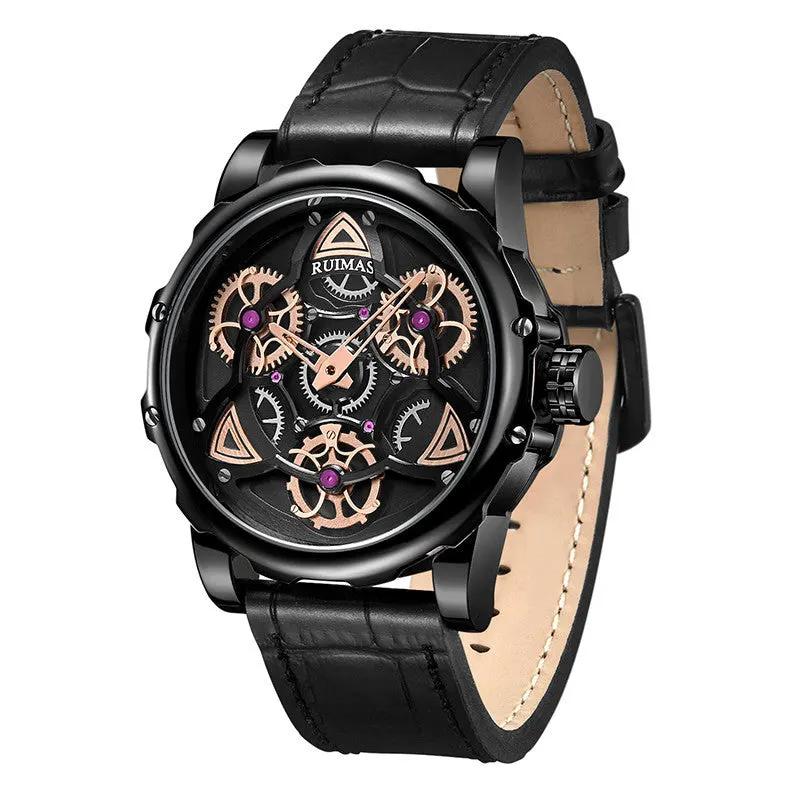RUIMAS Relogio Masculino Fashion Leather Strap Big Dial Sports Quartz Watches for Men 3ATM Waterproof Casual WristWatch Clock 526 by MEGIR WATCH GROUP