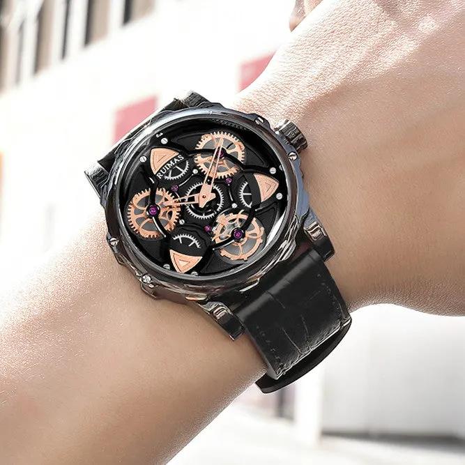 RUIMAS Relogio Masculino Fashion Leather Strap Big Dial Sports Quartz Watches for Men 3ATM Waterproof Casual WristWatch Clock 526 by MEGIR WATCH GROUP