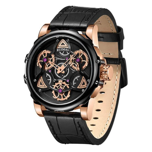 RUIMAS Relogio Masculino Fashion Leather Strap Big Dial Sports Quartz Watches for Men 3ATM Waterproof Casual WristWatch Clock 526 by MEGIR WATCH GROUP