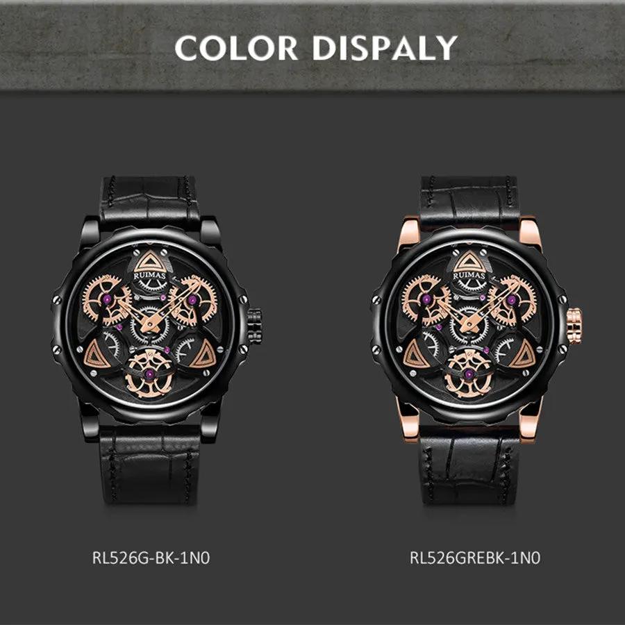 RUIMAS Relogio Masculino Fashion Leather Strap Big Dial Sports Quartz Watches for Men 3ATM Waterproof Casual WristWatch Clock 526 by MEGIR WATCH GROUP