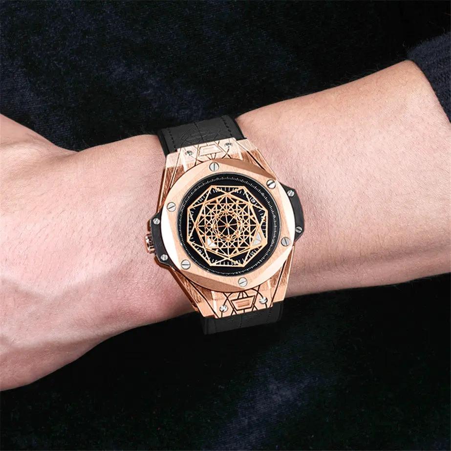 RUIMAS Men's Watches Fashion Sport Quartz Watch for Men Reloj Hombre Leather Belt Wrist Watch Waterproof Casual Clock 533 by MEGIR WATCH GROUP