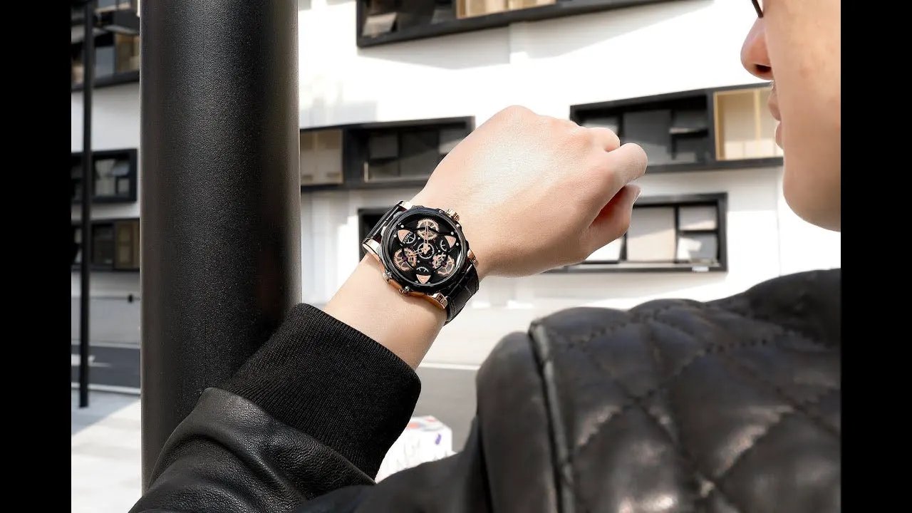 RUIMAS Relogio Masculino Fashion Leather Strap Big Dial Sports Quartz Watches for Men 3ATM Waterproof Casual WristWatch Clock 526 by MEGIR WATCH GROUP