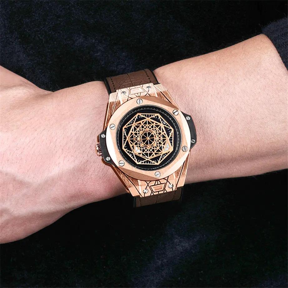 RUIMAS Men's Watches Fashion Sport Quartz Watch for Men Reloj Hombre Leather Belt Wrist Watch Waterproof Casual Clock 533 by MEGIR WATCH GROUP