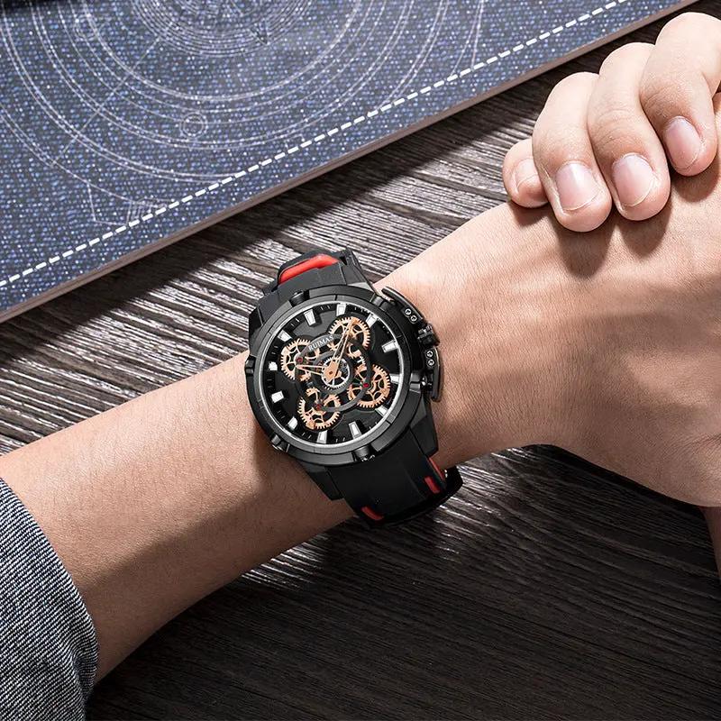 RUIMAS Top Brand Mens Watches Luxury Silicone Large Dial Sports Quartz Wristwatch Waterproof Date Clock Casual Relogio Masculino 547 by MEGIR WATCH GROUP
