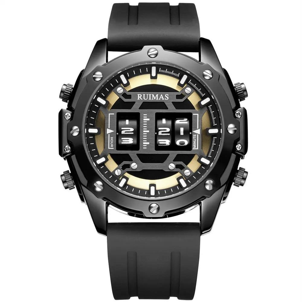 RUIMAS Mens Watches Roller Pointer Sports Quartz WristWatch Fashion Luxury Silicone Strap Waterproof Relogio Masculino 553 by MEGIR WATCH GROUP