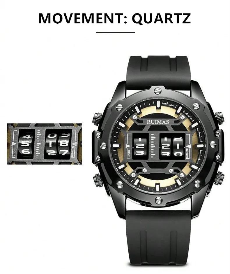 RUIMAS Mens Watches Roller Pointer Sports Quartz WristWatch Fashion Luxury Silicone Strap Waterproof Relogio Masculino 553 by MEGIR WATCH GROUP
