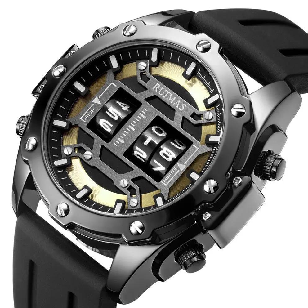 RUIMAS Mens Watches Roller Pointer Sports Quartz WristWatch Fashion Luxury Silicone Strap Waterproof Relogio Masculino 553 by MEGIR WATCH GROUP