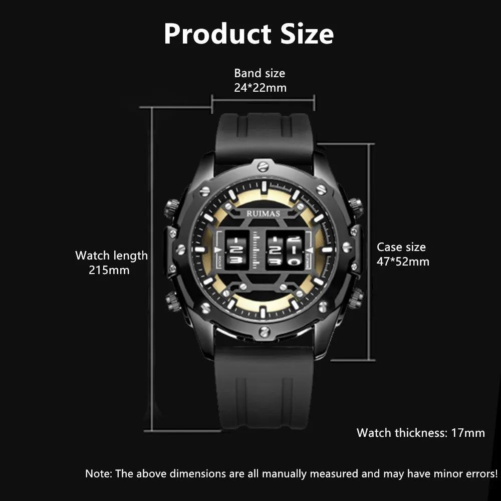 RUIMAS Mens Watches Roller Pointer Sports Quartz WristWatch Fashion Luxury Silicone Strap Waterproof Relogio Masculino 553 by MEGIR WATCH GROUP