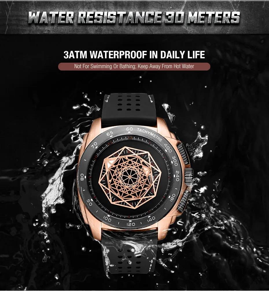 RUIMAS Men Silicone Band Quartz Casual Wrist Watches Large Dial Sport Military Watch Clock Luminous Waterproof Relogio Masculino 554 by MEGIR WATCH GROUP