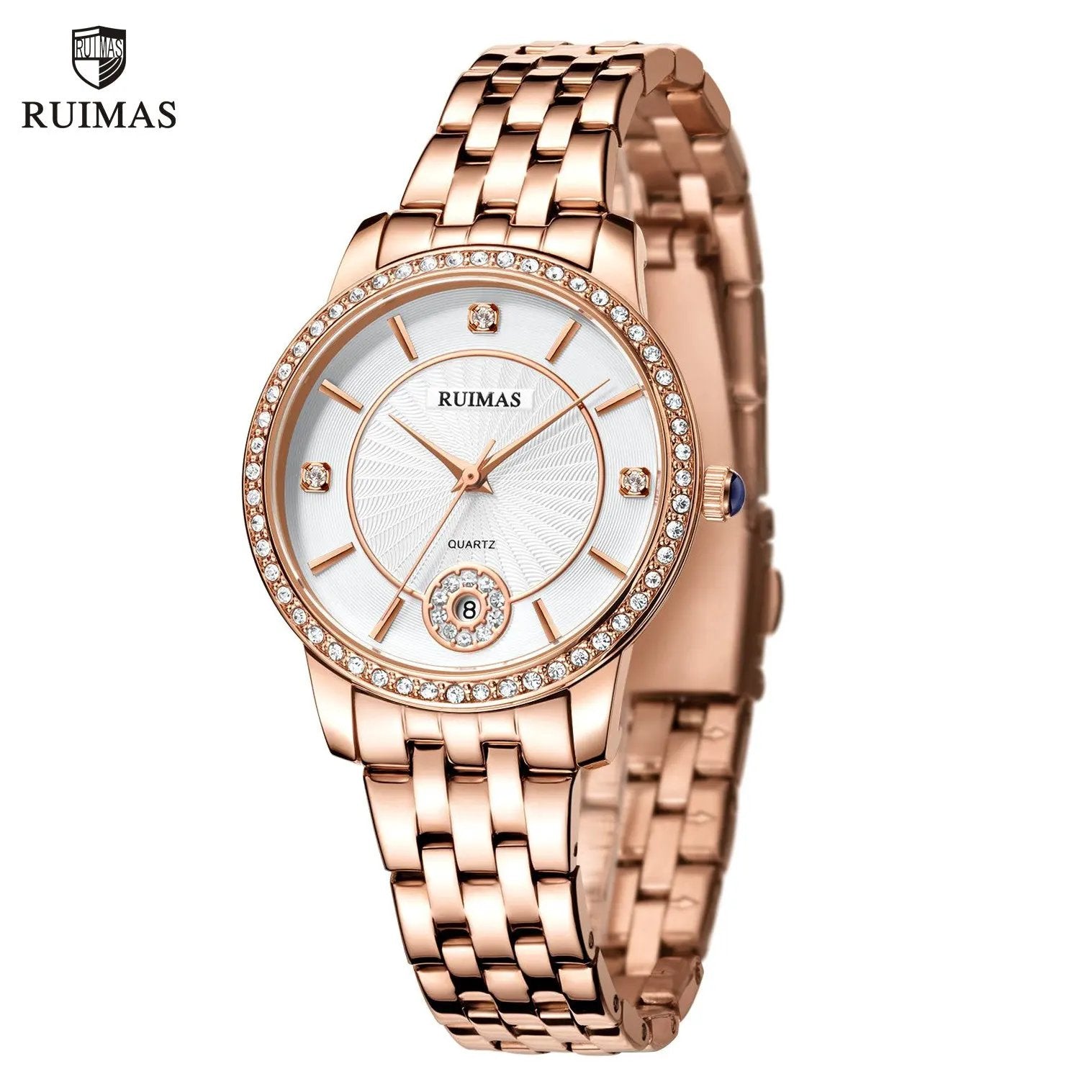 RUIMAS Luxury Women's Wrist Watch Top Brand Fashion Diamond Ladies Quartz Watches Stainless Steel Female Clock Reloj Mujer 556 by MEGIR WATCH GROUP