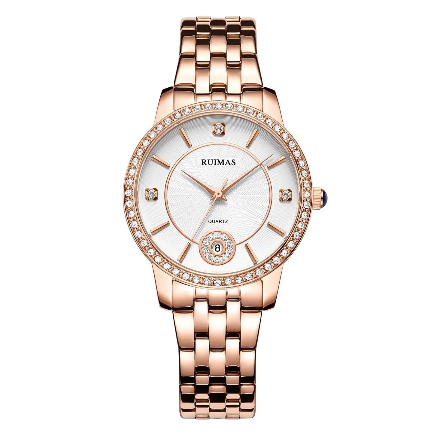 RUIMAS Luxury Women's Wrist Watch Top Brand Fashion Diamond Ladies Quartz Watches Stainless Steel Female Clock Reloj Mujer 556 by MEGIR WATCH GROUP