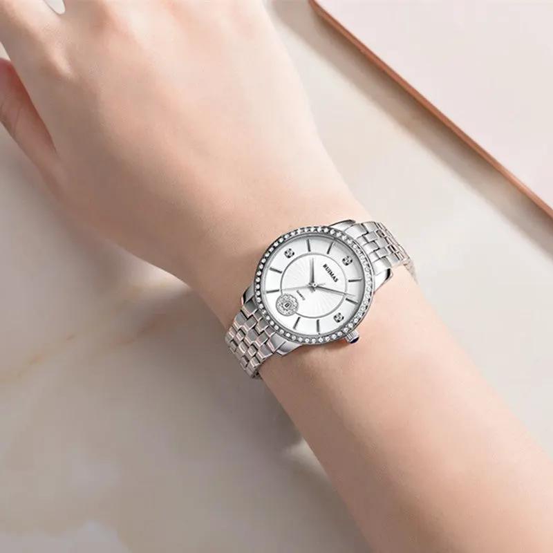 RUIMAS Luxury Women's Wrist Watch Top Brand Fashion Diamond Ladies Quartz Watches Stainless Steel Female Clock Reloj Mujer 556 by MEGIR WATCH GROUP