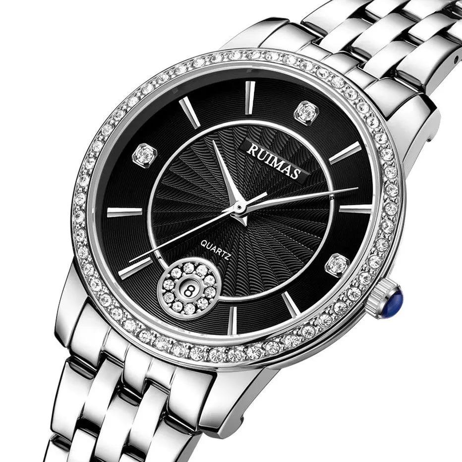 RUIMAS Luxury Women's Wrist Watch Top Brand Fashion Diamond Ladies Quartz Watches Stainless Steel Female Clock Reloj Mujer 556 by MEGIR WATCH GROUP