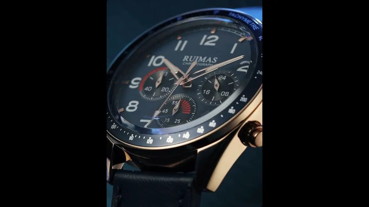 RUIMAS Luxury Brand Chronograph Watches for Men Fashion Leather Sports Military Wristwatch Luminous Clock Auto Date Reloj Hombre 574 by MEGIR WATCH GROUP