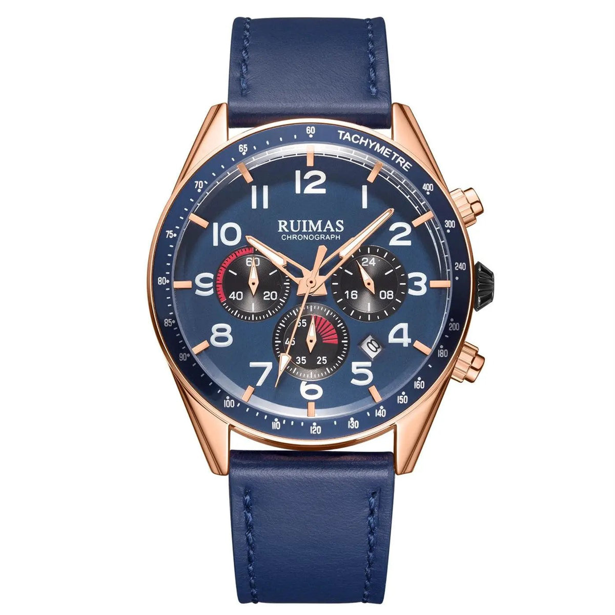 RUIMAS Luxury Brand Chronograph Watches for Men Fashion Leather Sports Military Wristwatch Luminous Clock Auto Date Reloj Hombre 574 by MEGIR WATCH GROUP