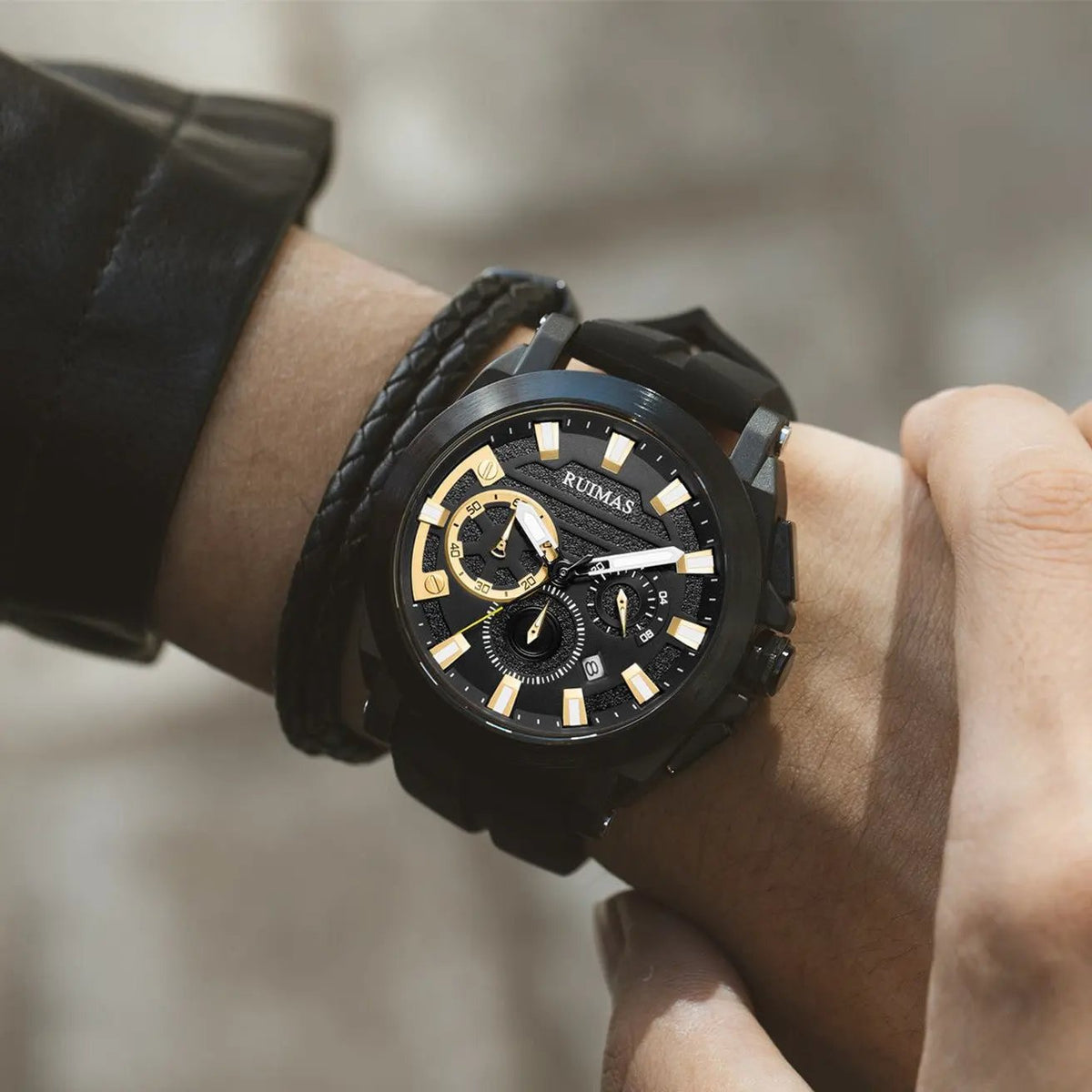 RUIMAS Relogio Masculino Luxury Silicone Band Large Dial Mens Sports Watch Waterproof Luminous Date WristWatch Quartz Clock 580 by MEGIR WATCH GROUP