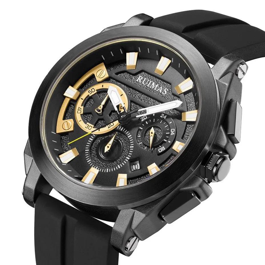 RUIMAS Relogio Masculino Luxury Silicone Band Large Dial Mens Sports Watch Waterproof Luminous Date WristWatch Quartz Clock 580 by MEGIR WATCH GROUP