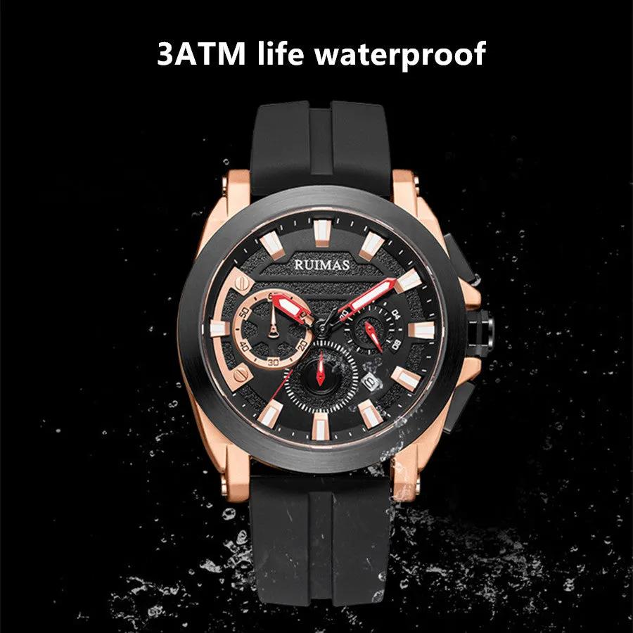 RUIMAS Relogio Masculino Luxury Silicone Band Large Dial Mens Sports Watch Waterproof Luminous Date WristWatch Quartz Clock 580 by MEGIR WATCH GROUP