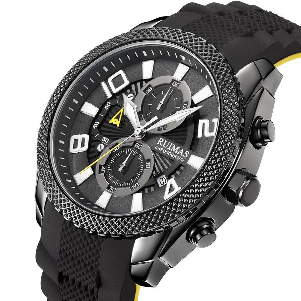 RUIMAS Fashion Watches for Men Luxury Large Dial Quartz Sports Chronograph Clock Luminous Date Casual WristWatch Reloj Hombre 584 by MEGIR WATCH GROUP