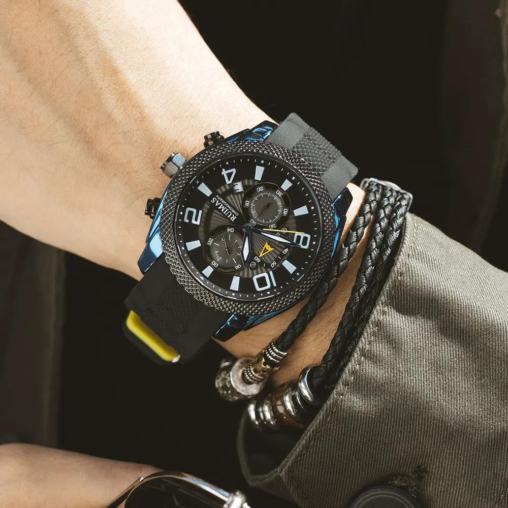 RUIMAS Fashion Watches for Men Luxury Large Dial Quartz Sports Chronograph Clock Luminous Date Casual WristWatch Reloj Hombre 584 by MEGIR WATCH GROUP
