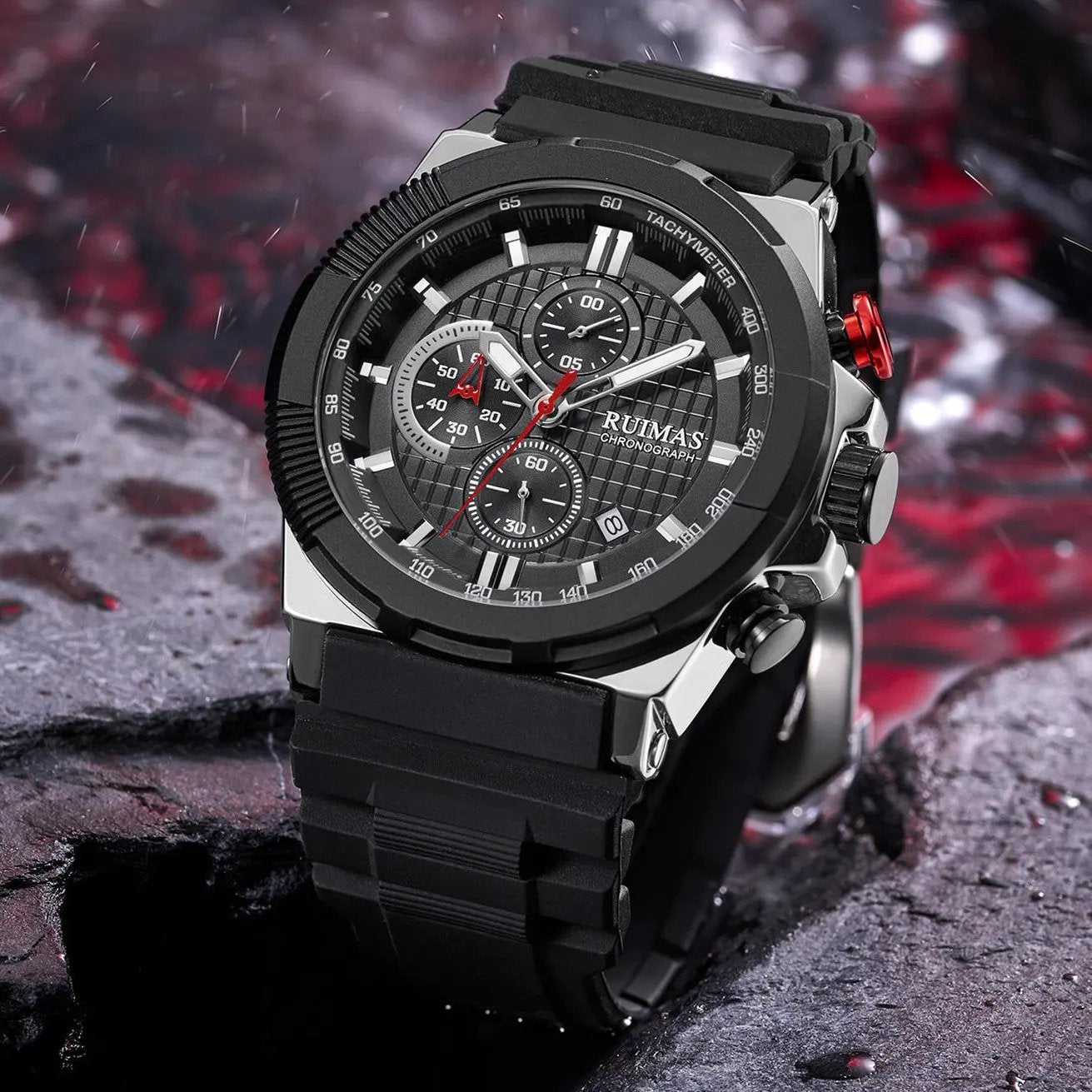 RUIMAS Relogio Masculino Luxury Mens Watches Silicone Strap Quartz Sports Wristwatch Luminous Hands Clock Chronograph Auto Date 583 by MEGIR WATCH GROUP
