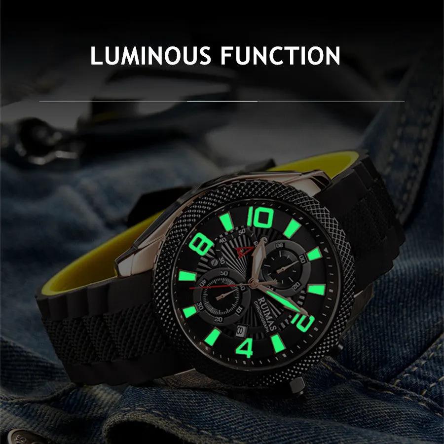 RUIMAS Fashion Watches for Men Luxury Large Dial Quartz Sports Chronograph Clock Luminous Date Casual WristWatch Reloj Hombre 584 by MEGIR WATCH GROUP