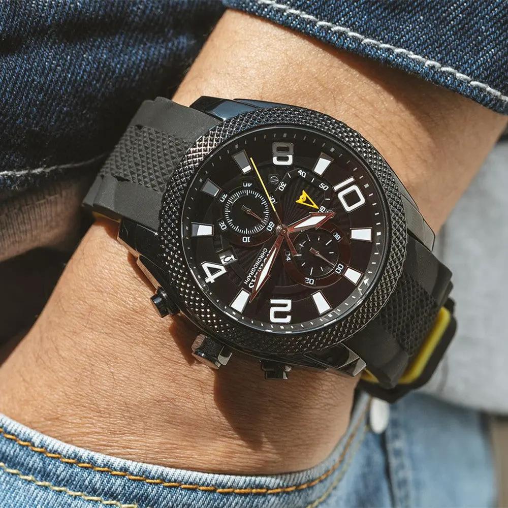 RUIMAS Fashion Watches for Men Luxury Large Dial Quartz Sports Chronograph Clock Luminous Date Casual WristWatch Reloj Hombre 584 by MEGIR WATCH GROUP