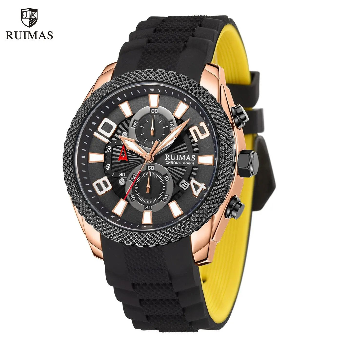 RUIMAS Fashion Watches for Men Luxury Large Dial Quartz Sports Chronograph Clock Luminous Date Casual WristWatch Reloj Hombre 584 by MEGIR WATCH GROUP