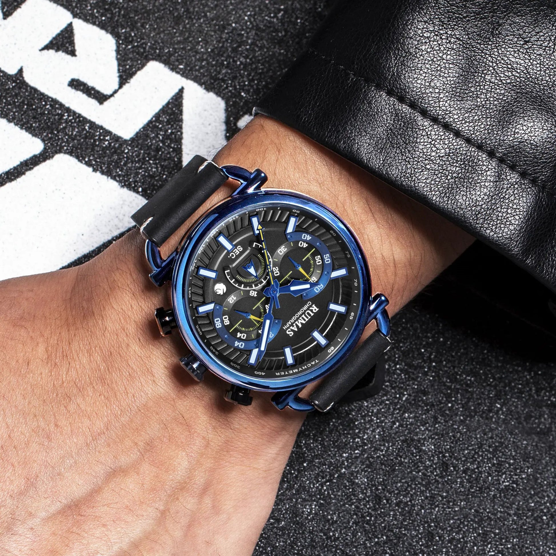 RUIMAS Men Luxury Sport Watches Leather Bracelet Quartz Wristwatch Luminous Clock Watch Calendar Relogio Masculino 585 by MEGIR WATCH GROUP