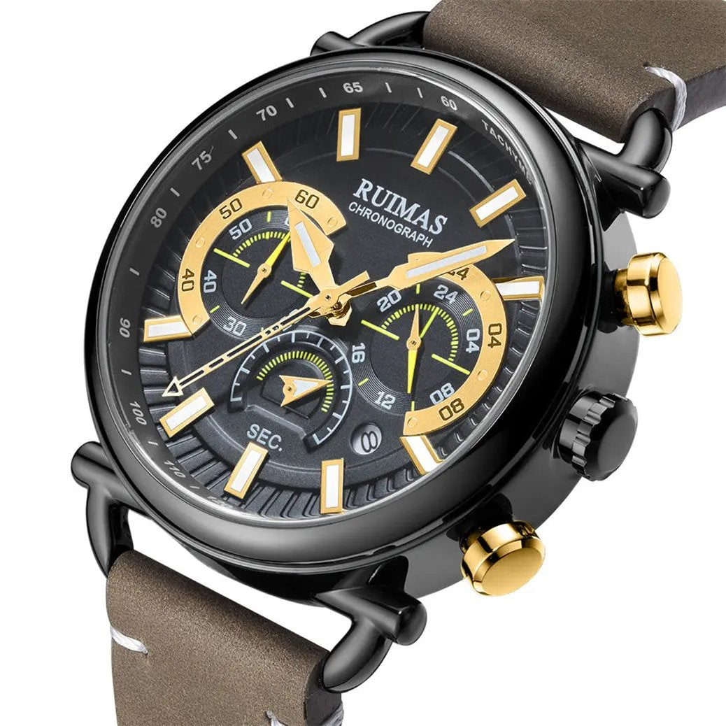 RUIMAS Men Luxury Sport Watches Leather Bracelet Quartz Wristwatch Luminous Clock Watch Calendar Relogio Masculino 585 by MEGIR WATCH GROUP