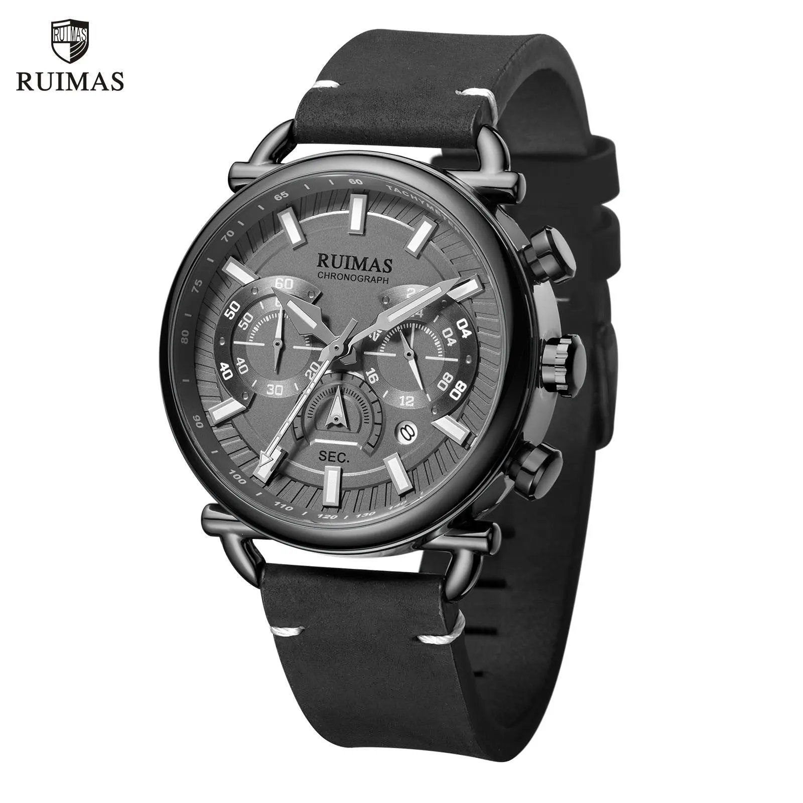 RUIMAS Men Luxury Sport Watches Leather Bracelet Quartz Wristwatch Luminous Clock Watch Calendar Relogio Masculino 585 by MEGIR WATCH GROUP