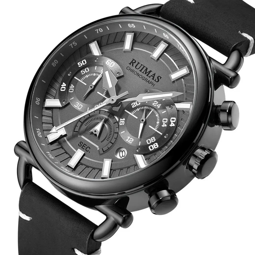RUIMAS Men Luxury Sport Watches Leather Bracelet Quartz Wristwatch Luminous Clock Watch Calendar Relogio Masculino 585 by MEGIR WATCH GROUP