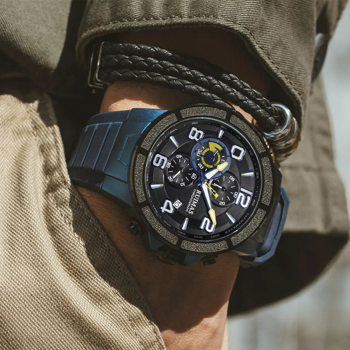 RUIMAS Chronograph Top Brand Luxury Quartz Watches for Men Waterproof Silicone Sports Clock Wristwatch Calendar Montre Homme 587 by MEGIR WATCH GROUP