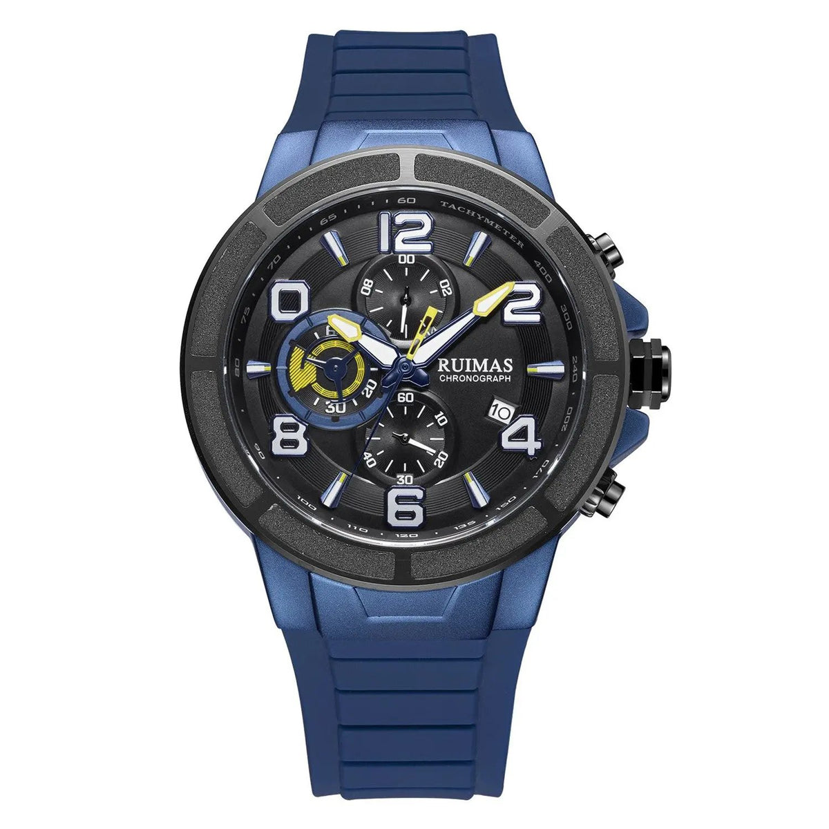 RUIMAS Chronograph Top Brand Luxury Quartz Watches for Men Waterproof Silicone Sports Clock Wristwatch Calendar Montre Homme 587 by MEGIR WATCH GROUP