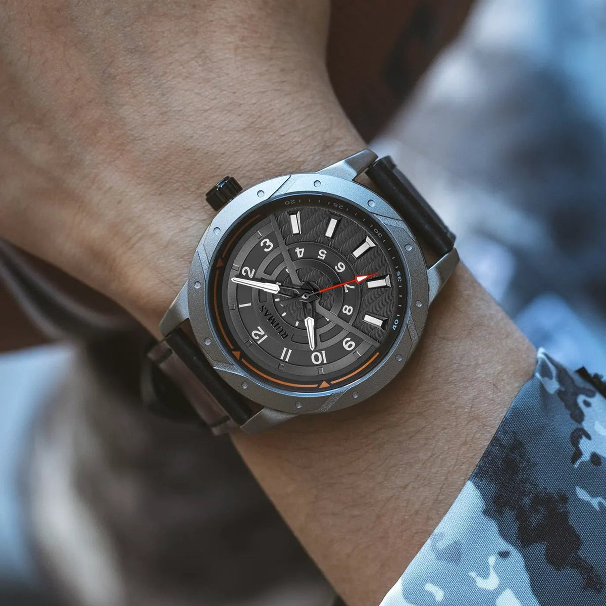 RUIMAS Men Wristwatch Luxury Leather Sports Military Wrist Watches Waterproof Large Dial Casual Quartz Clock Relogio Masculino 594 by MEGIR WATCH GROUP