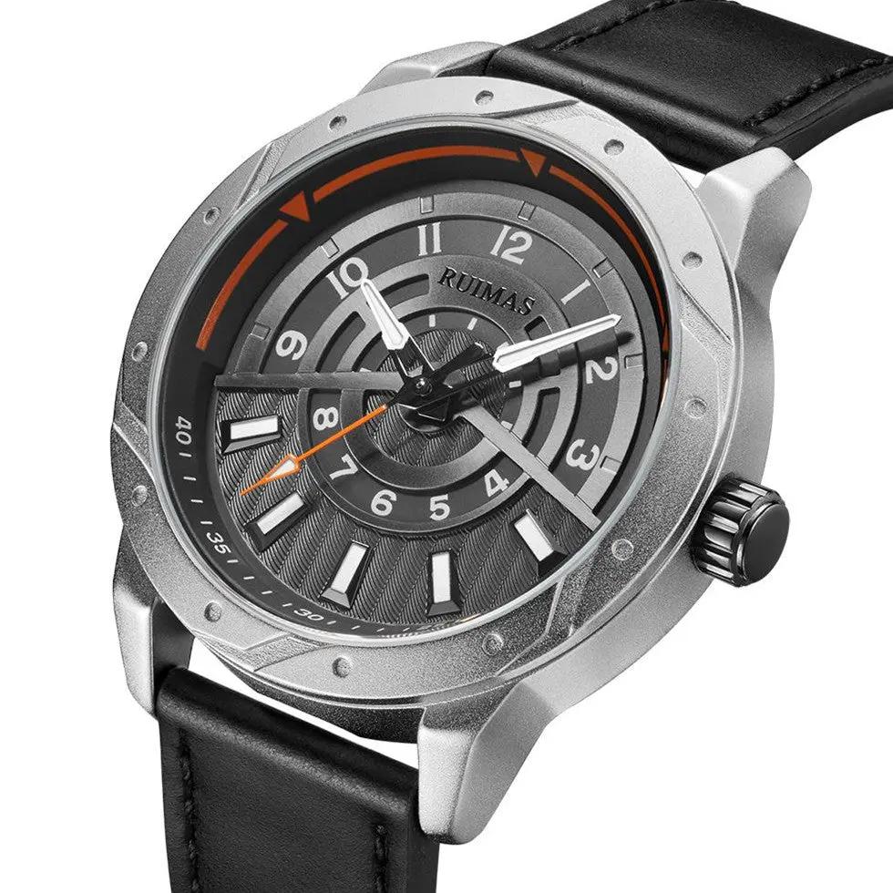 RUIMAS Men Wristwatch Luxury Leather Sports Military Wrist Watches Waterproof Large Dial Casual Quartz Clock Relogio Masculino 594 by MEGIR WATCH GROUP