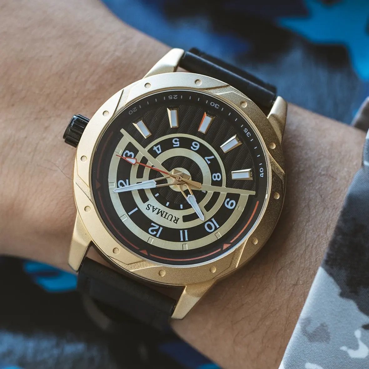 RUIMAS Men Wristwatch Luxury Leather Sports Military Wrist Watches Waterproof Large Dial Casual Quartz Clock Relogio Masculino 594 by MEGIR WATCH GROUP