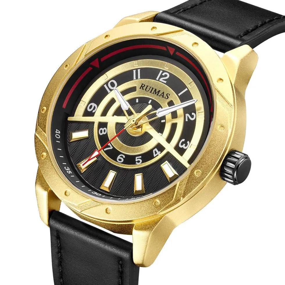 RUIMAS Men Wristwatch Luxury Leather Sports Military Wrist Watches Waterproof Large Dial Casual Quartz Clock Relogio Masculino 594 by MEGIR WATCH GROUP
