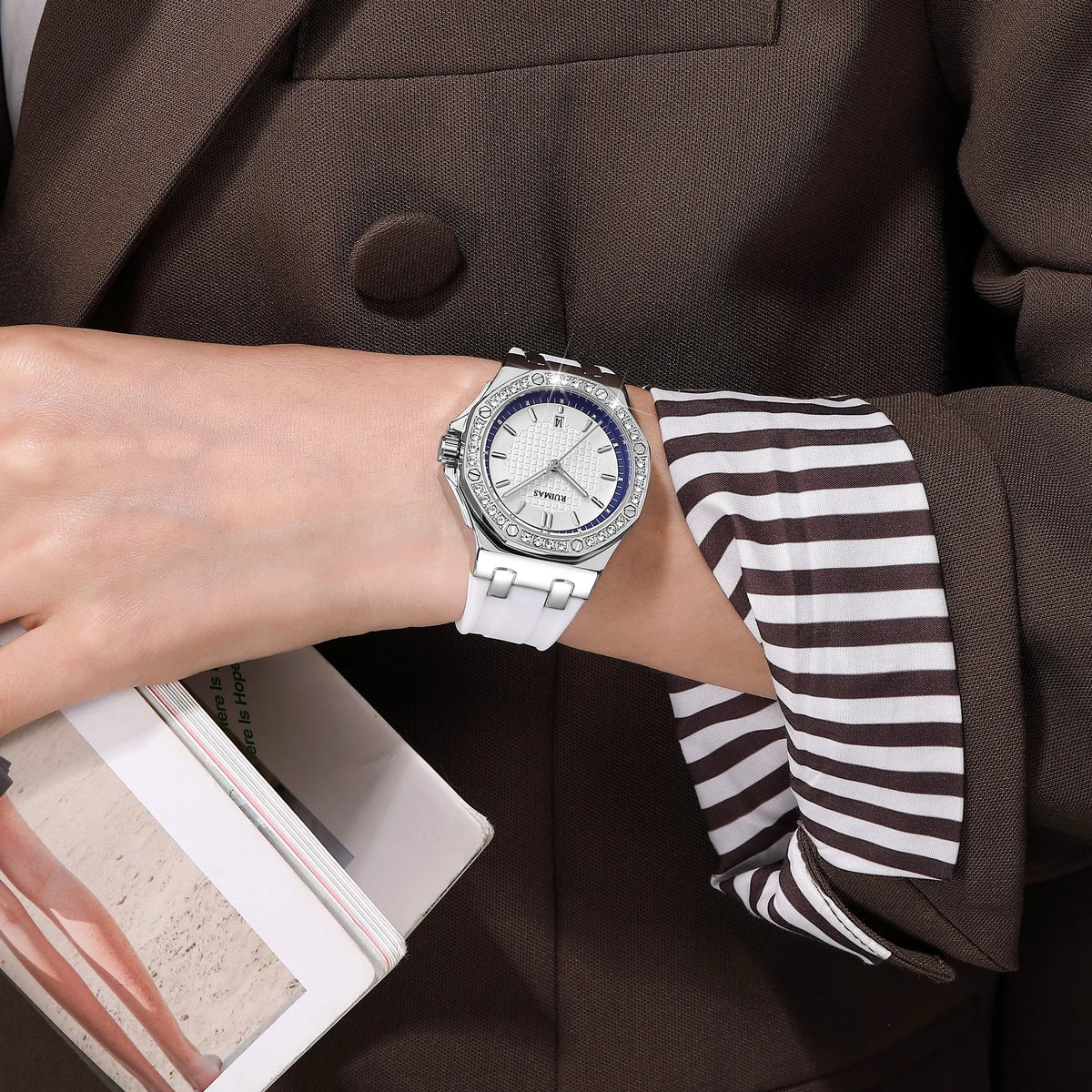 RUIMAS Women Bracelet Quartz Watches Luxury Fashion Ladies Diamond Large Dial Female Elegant Wristwatches Clock Montre Femme 339 by MEGIR WATCH GROUP