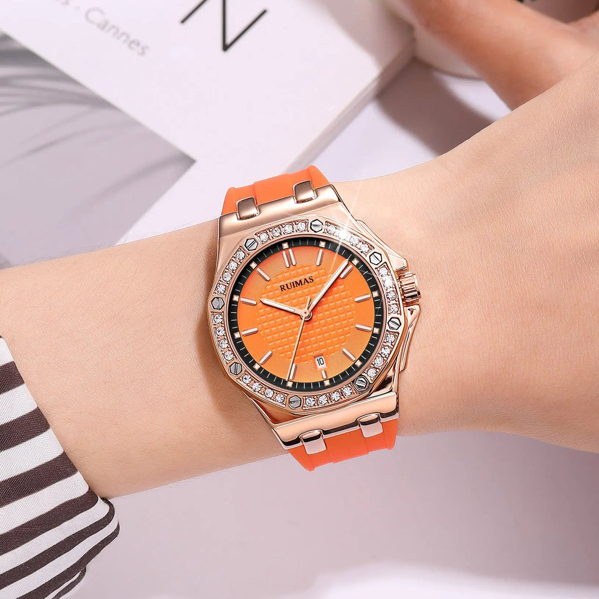 RUIMAS Women Bracelet Quartz Watches Luxury Fashion Ladies Diamond Large Dial Female Elegant Wristwatches Clock Montre Femme 339 by MEGIR WATCH GROUP