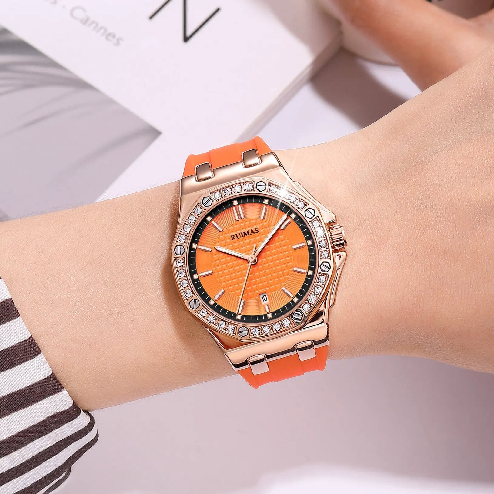 RUIMAS Women Bracelet Quartz Watches Luxury Fashion Ladies Diamond Large Dial Female Elegant Wristwatches Clock Montre Femme 339 by MEGIR WATCH GROUP