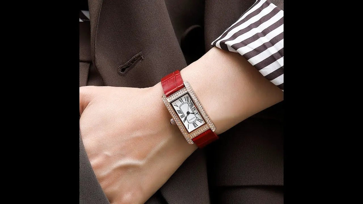 RUIMAS Brand Wrist Watches For Women Square Rose Gold WristWatch Fashion Luxury Leather Female Casual Ladies Quartz Watch Clock 335 by MEGIR WATCH GROUP