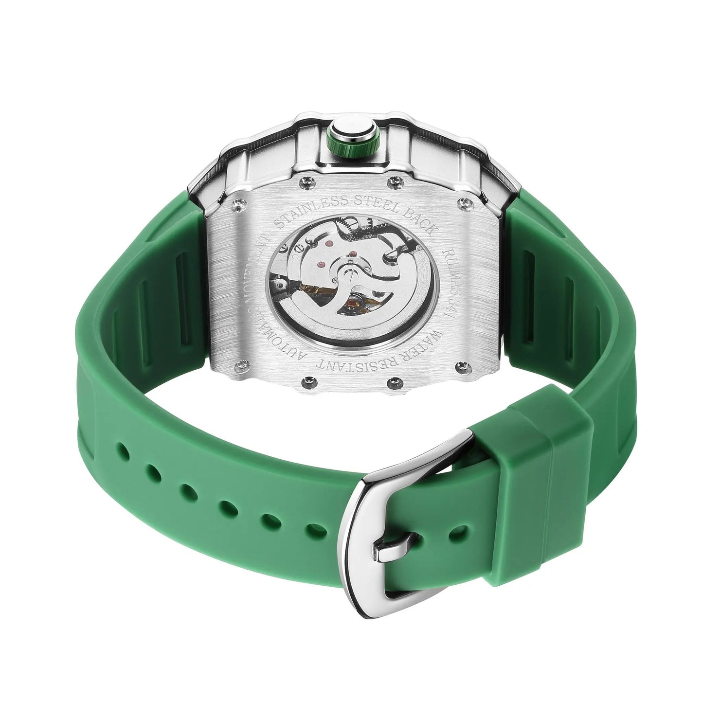 RUIMAS Luxury Watch Men Fashion Automatic Mechanical Watches Clock Silicone Strap Sport Casual Wristwatch Big Dial Reloj Hombre 341 by MEGIR WATCH GROUP