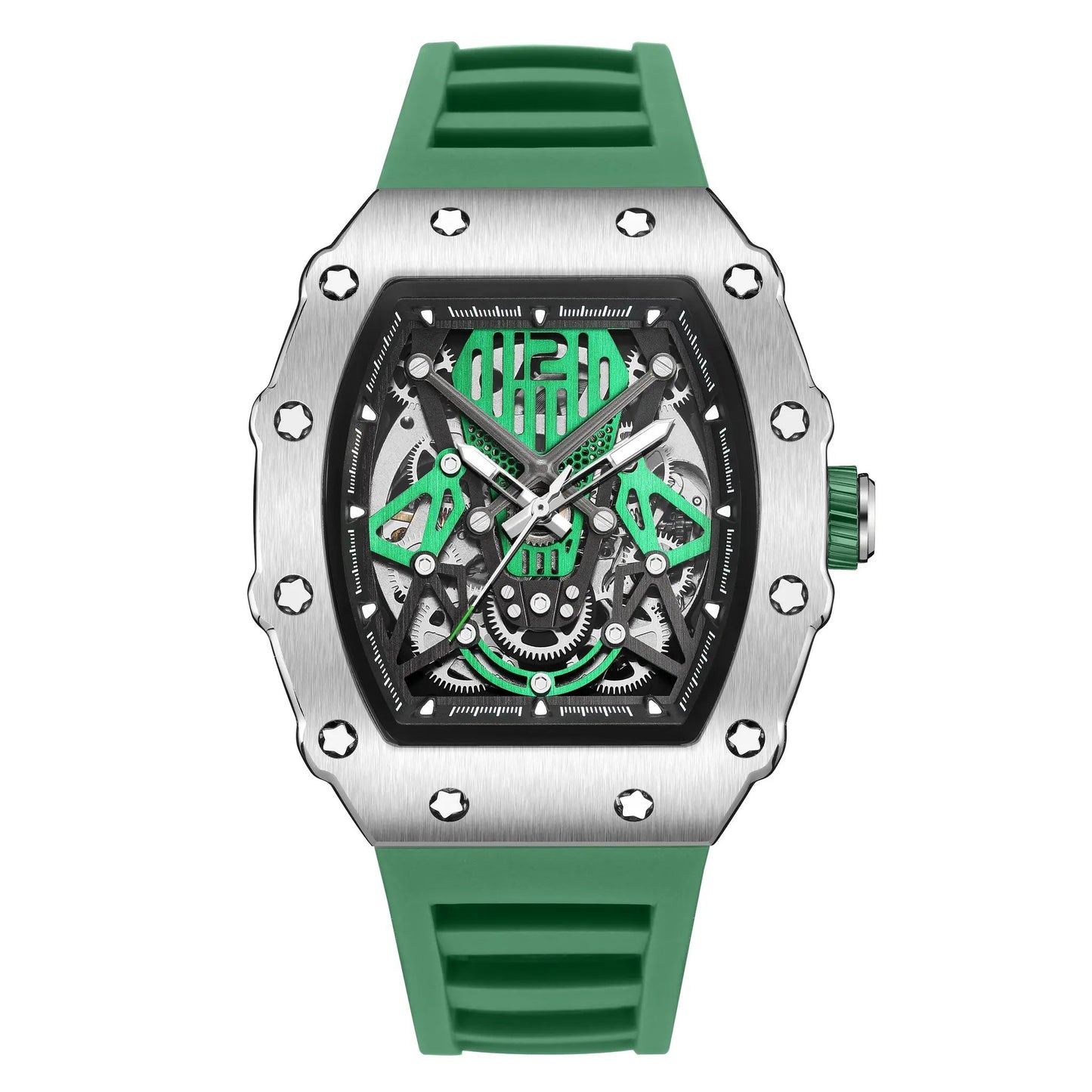 RUIMAS Luxury Watch Men Fashion Automatic Mechanical Watches Clock Silicone Strap Sport Casual Wristwatch Big Dial Reloj Hombre 341 by MEGIR WATCH GROUP
