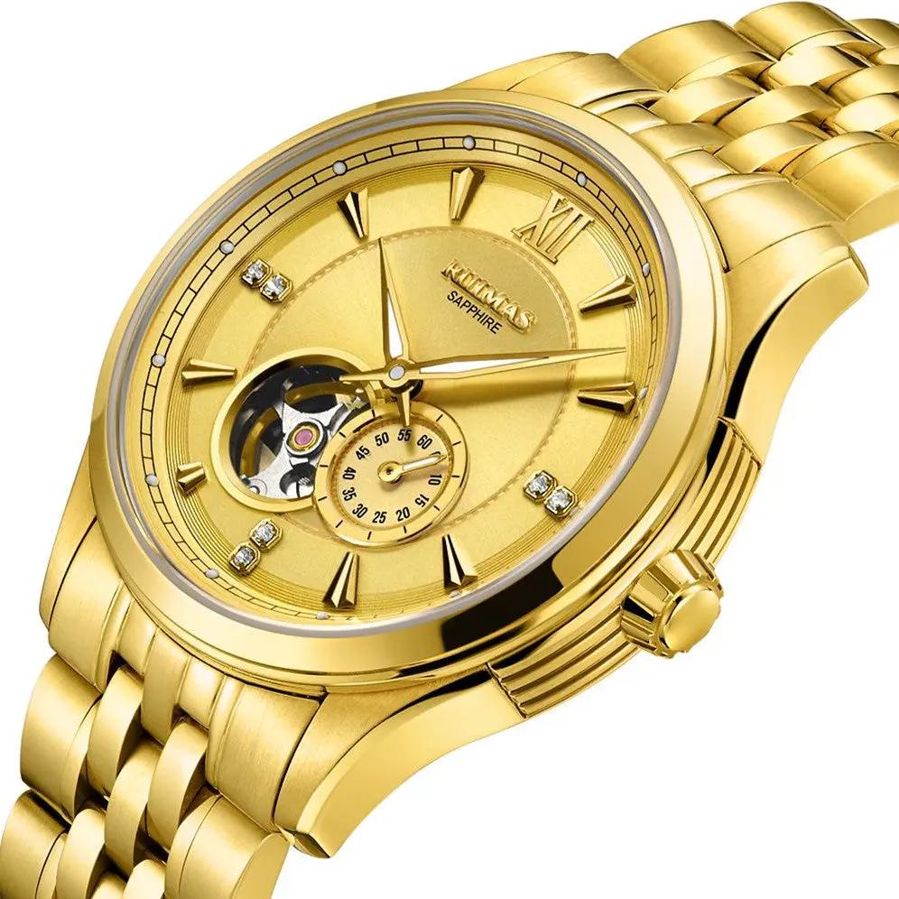 RUIMAS Luxury Men Mechanical Watches Sapphire Glass Stainless Steel Bracelet Business Casual WristWatch Clock Montre Homme 6736 by MEGIR WATCH GROUP