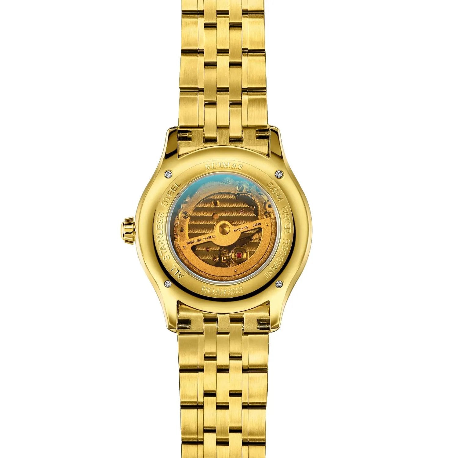 RUIMAS Luxury Men Mechanical Watches Sapphire Glass Stainless Steel Bracelet Business Casual WristWatch Clock Montre Homme 6736 by MEGIR WATCH GROUP