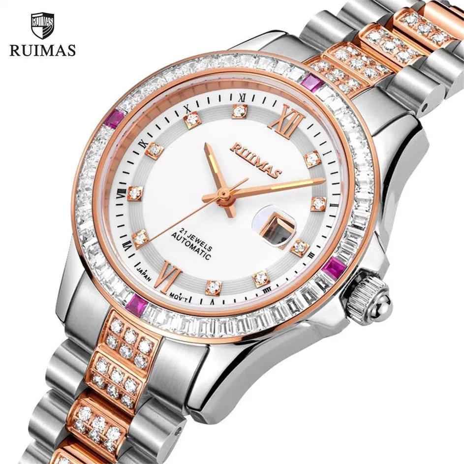 RUIMAS Sapphire Mechanical Women Watch Brand Luxury Steel Bracelet Ladies Fashion Watch Automatic Female Clock Reloj Mujer 6740 by MEGIR WATCH GROUP