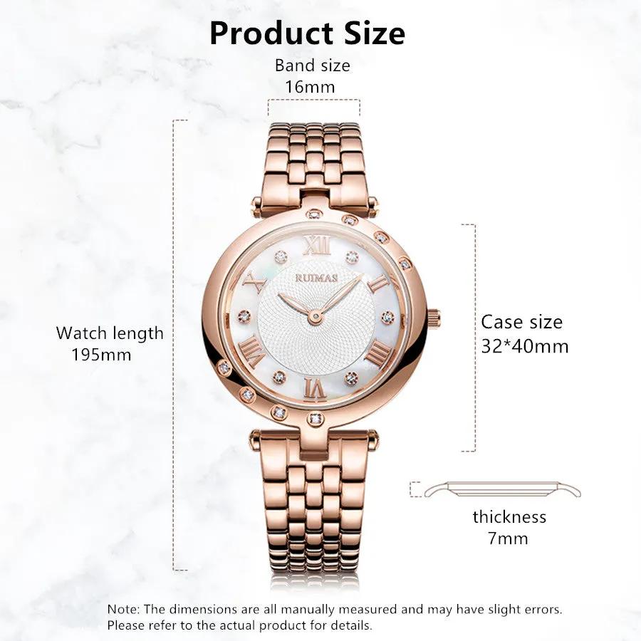 RUIMAS Ladies Wrist Watch Stainless Steel Luxury Quartz Women Watches Waterproof Female Dress Clock Bracelet reloj mujer 6749 by MEGIR WATCH GROUP