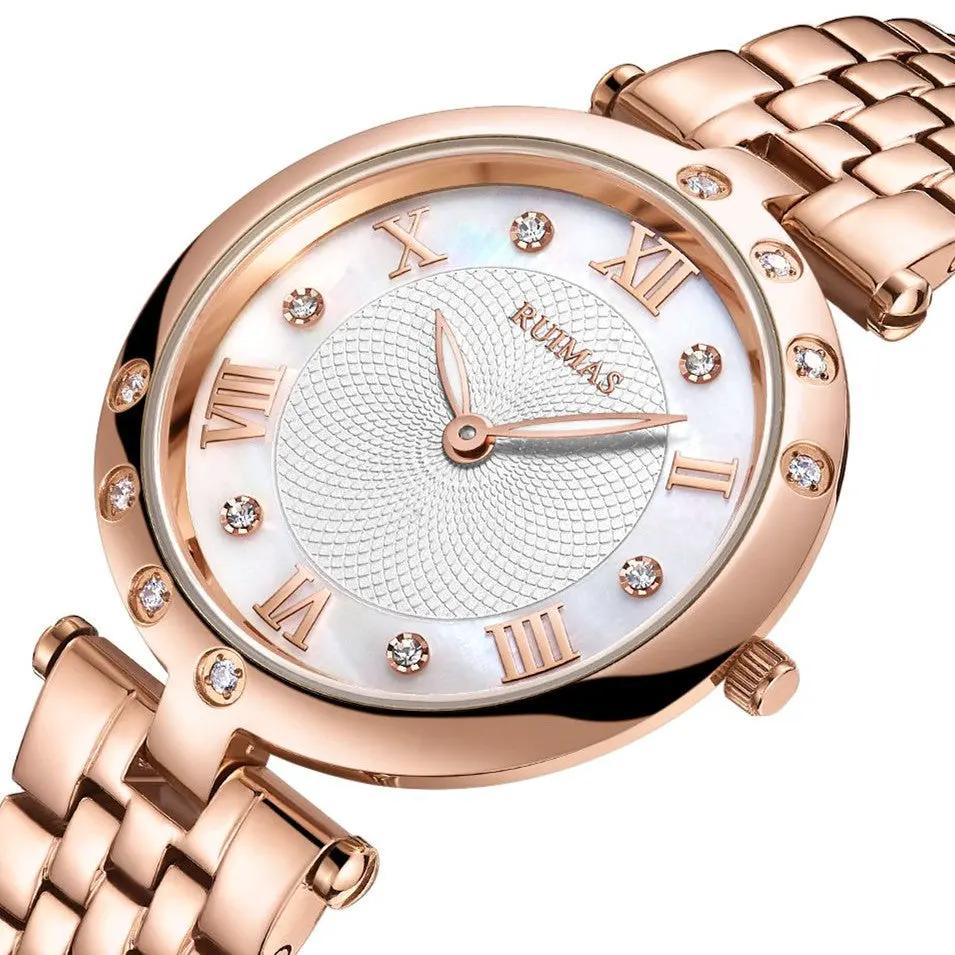 RUIMAS Ladies Wrist Watch Stainless Steel Luxury Quartz Women Watches Waterproof Female Dress Clock Bracelet reloj mujer 6749 by MEGIR WATCH GROUP